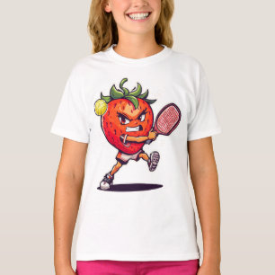 Een aardbei die pickleball speelt. t-shirt