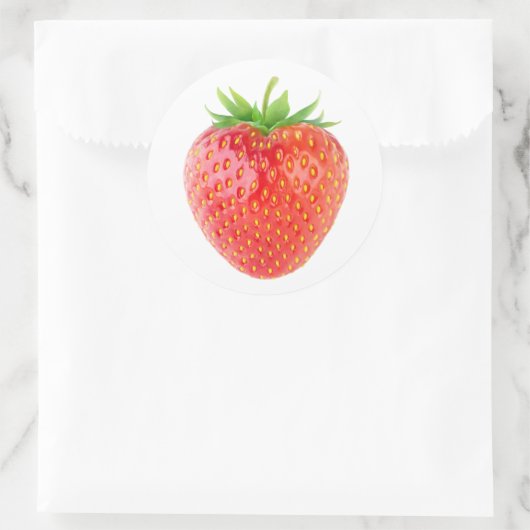 Eén aardbei ronde sticker (Tas)