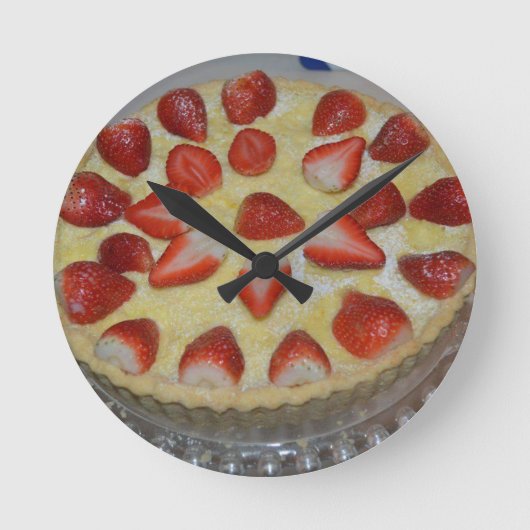 Een aardbeicake ronde klok (Voorkant)