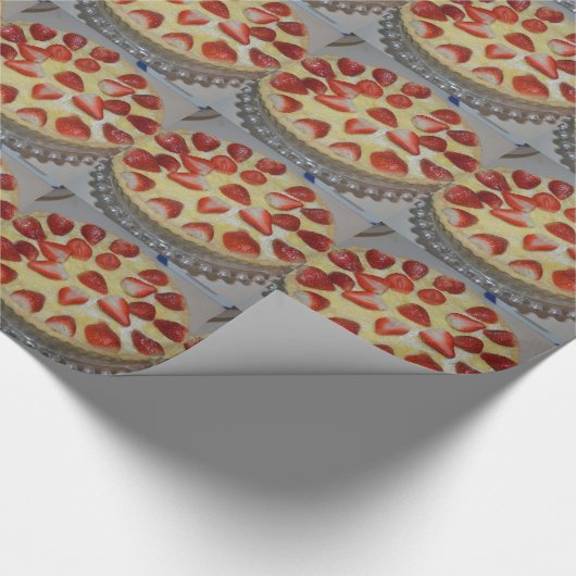 Een aardbeiencake cadeaupapier (Hoek)