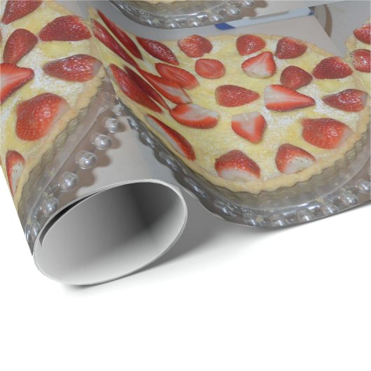 Een aardbeiencake cadeaupapier (Rol Hoek)