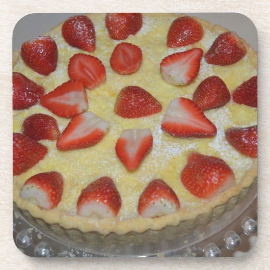 Een aardbeiencake drankjes onderzetter (Voorkant)