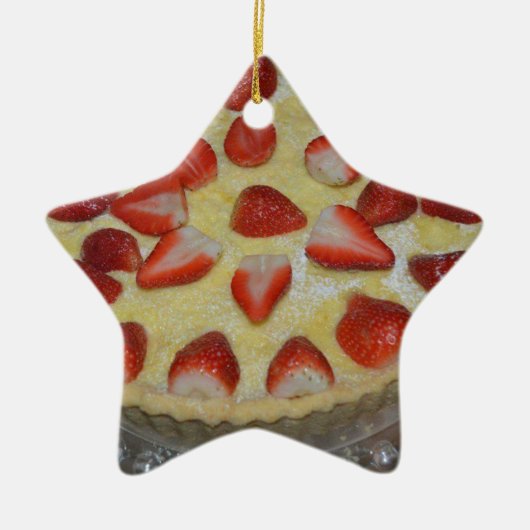 Een aardbeiencake keramisch ornament (Voorkant)