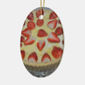 Een aardbeiencake keramisch ornament (Links)