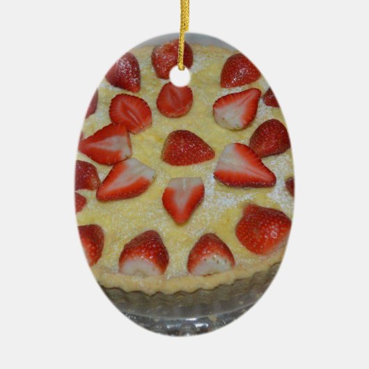Een aardbeiencake keramisch ornament (Voorkant)