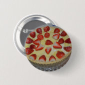 Een aardbeiencake ronde button 5,7 cm (Voorkant /achterkant)
