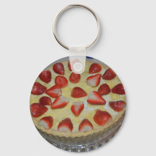 Een aardbeiencake sleutelhanger