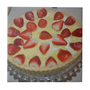 Een aardbeiencake tegeltje