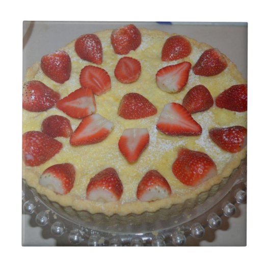 Een aardbeiencake tegeltje (Voorkant)
