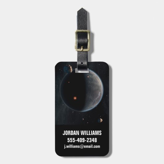 Een aarde-achtige planeet rijk aan koolstof en dro bagagelabel (Voorkant verticaal)