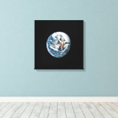 Een aarde van het Apollo 10 ruimteschip. Canvas Afdruk (Insitu (Houten vloer))