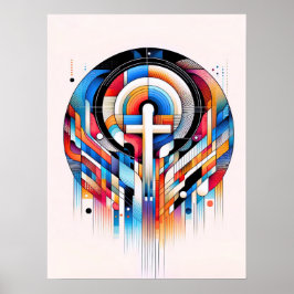 Een abstract cross Christelijk poster