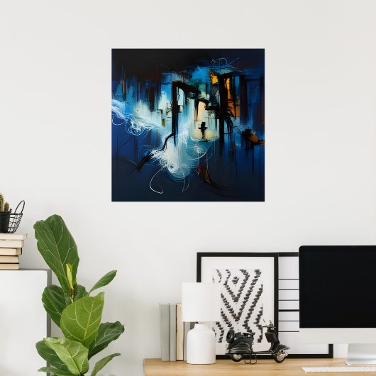 Een Abstract expressionisme met een koude wind Poster (Thuiskantoor)