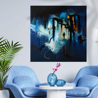 Een Abstract expressionisme met een koude wind Poster