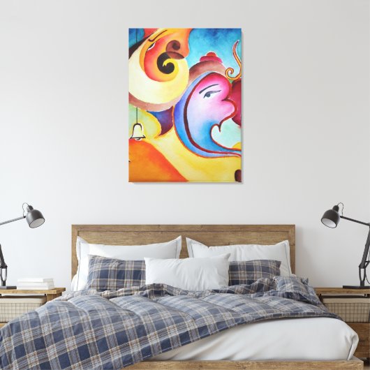 Een abstract Ganesha schilderij Canvas Afdruk (Insitu (Slaapkamer))