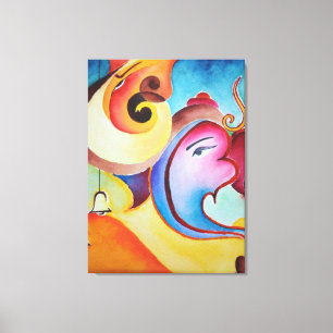 Een abstract Ganesha schilderij Canvas Afdruk