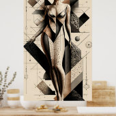 Een Abstract, geometrisch portret van een vrouw Poster (Keuken)