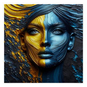 Een Abstract gezicht 1 - reliëfkunst Perfect Poster