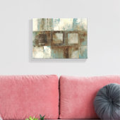 Een Abstract in blauw en bruin Canvas Afdruk (Insitu (Woonkamer))