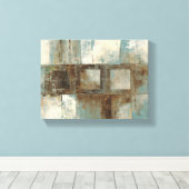 Een Abstract in blauw en bruin Canvas Afdruk (Insitu (Houten vloer))
