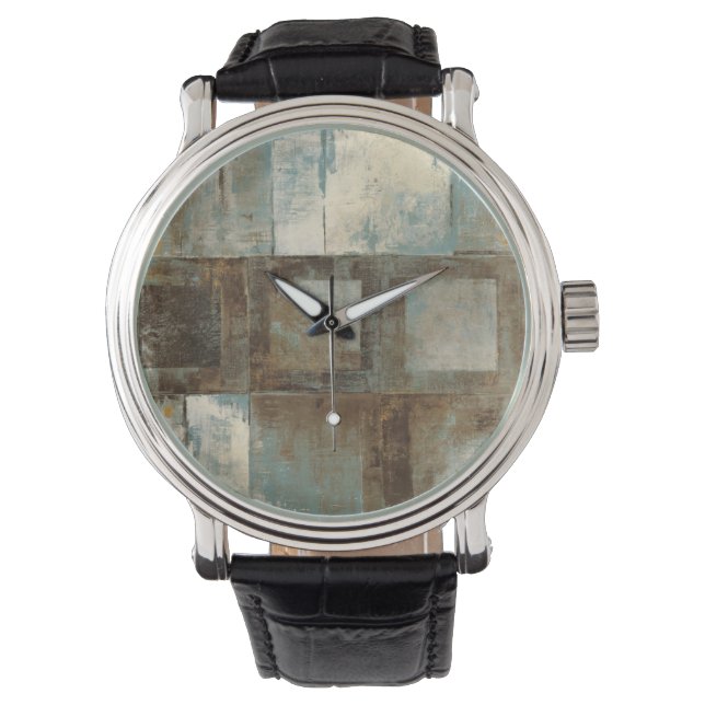 Een Abstract in blauw en bruin Horloge (Voorkant)