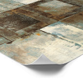 Een Abstract in blauw en bruin Poster (Hoek)