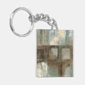 Een Abstract in blauw en bruin Sleutelhanger (Voorkant Links)