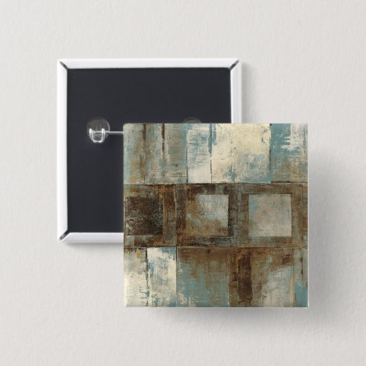 Een Abstract in blauw en bruin Vierkante Button 5,1 Cm (Voorkant /achterkant)