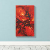 Een abstract meesterwerk,"Rode Draaikolken" Canvas Afdruk (Insitu (Houten vloer))