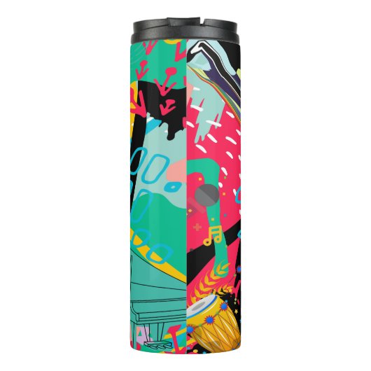 Een Abstract muziekmengsel Thermosbeker (Achterkant)