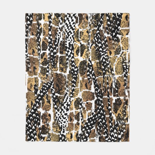 Een abstract ontwerp dat een dierlijke huid transf fleece deken (Voorkant)
