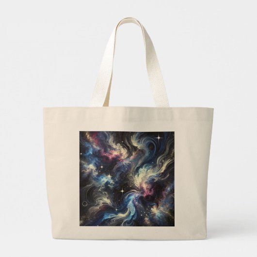Een abstract ontwerp van een sterrenstelsel dat he grote tote bag (Achterkant)