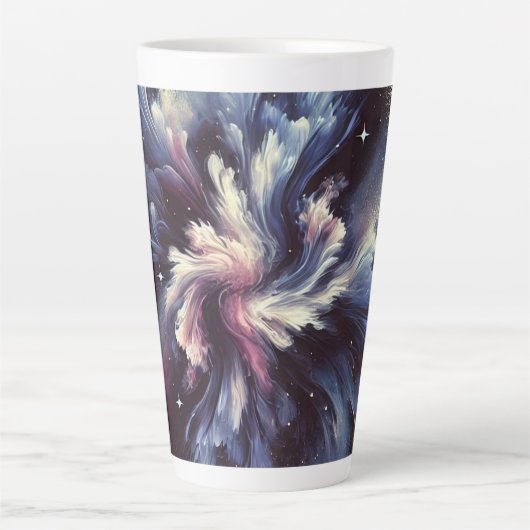 Een abstract ontwerp van een sterrenstelsel dat he latte mok (Voorkant)