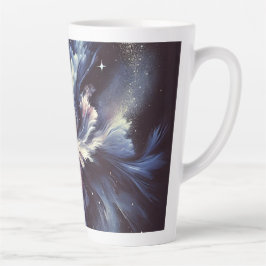 Een abstract ontwerp van een sterrenstelsel dat he latte mok