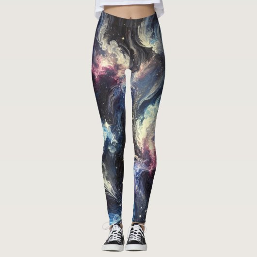 Een abstract ontwerp van een sterrenstelsel dat he leggings (Voorkant)