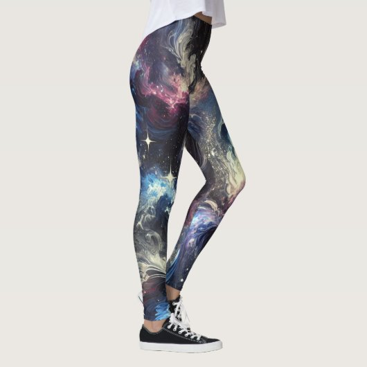 Een abstract ontwerp van een sterrenstelsel dat he leggings (Rechts)