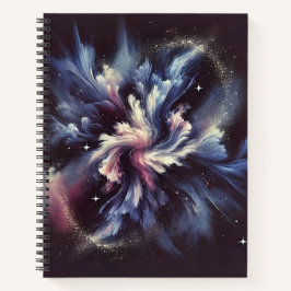 Een abstract ontwerp van een sterrenstelsel dat he notitieboek