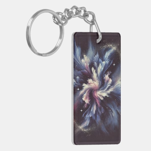 Een abstract ontwerp van een sterrenstelsel dat he sleutelhanger (Voorkant Links)