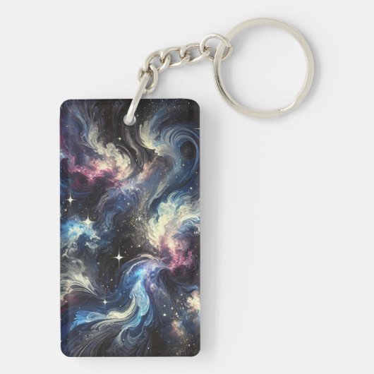 Een abstract ontwerp van een sterrenstelsel dat he sleutelhanger (achterkant)