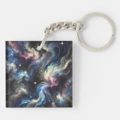 Een abstract ontwerp van een sterrenstelsel dat he sleutelhanger (Achterkant)