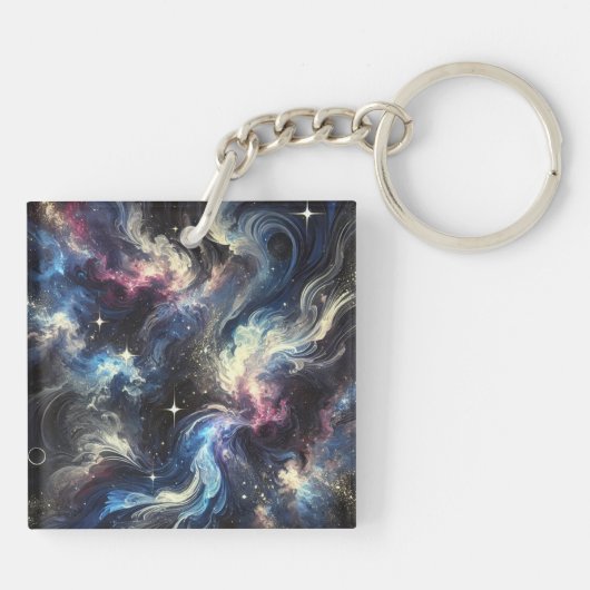 Een abstract ontwerp van een sterrenstelsel dat he sleutelhanger (Achterkant)