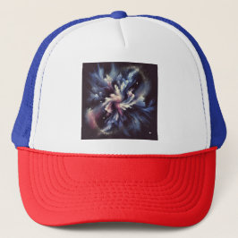 Een abstract ontwerp van een sterrenstelsel dat he trucker pet