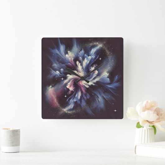 Een abstract ontwerp van een sterrenstelsel dat he vierkante klok (Huis)