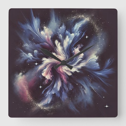 Een abstract ontwerp van een sterrenstelsel dat he vierkante klok (Voorkant)