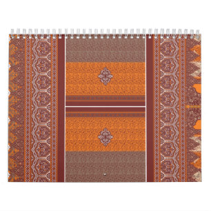 Een abstract patroon met tinten sinaasappel en kalender