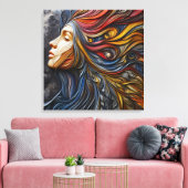 Een Abstract portret van de vrouw met arrogantie Canvas Afdruk (Insitu (Woonkamer))
