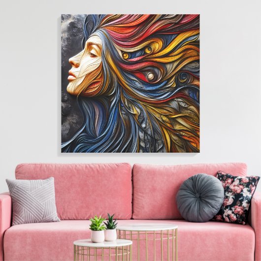 Een Abstract portret van de vrouw met arrogantie Canvas Afdruk (Insitu (Woonkamer))