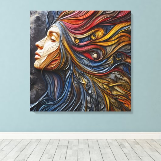 Een Abstract portret van de vrouw met arrogantie Canvas Afdruk (Insitu (Houten vloer))