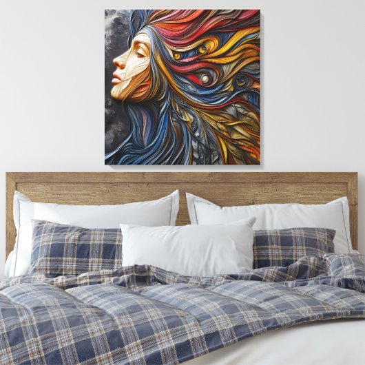 Een Abstract portret van de vrouw met arrogantie Canvas Afdruk (Insitu (Slaapkamer))