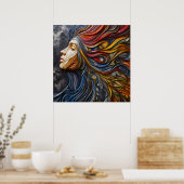 Een Abstract portret van de vrouw met arrogantie Poster (Keuken)